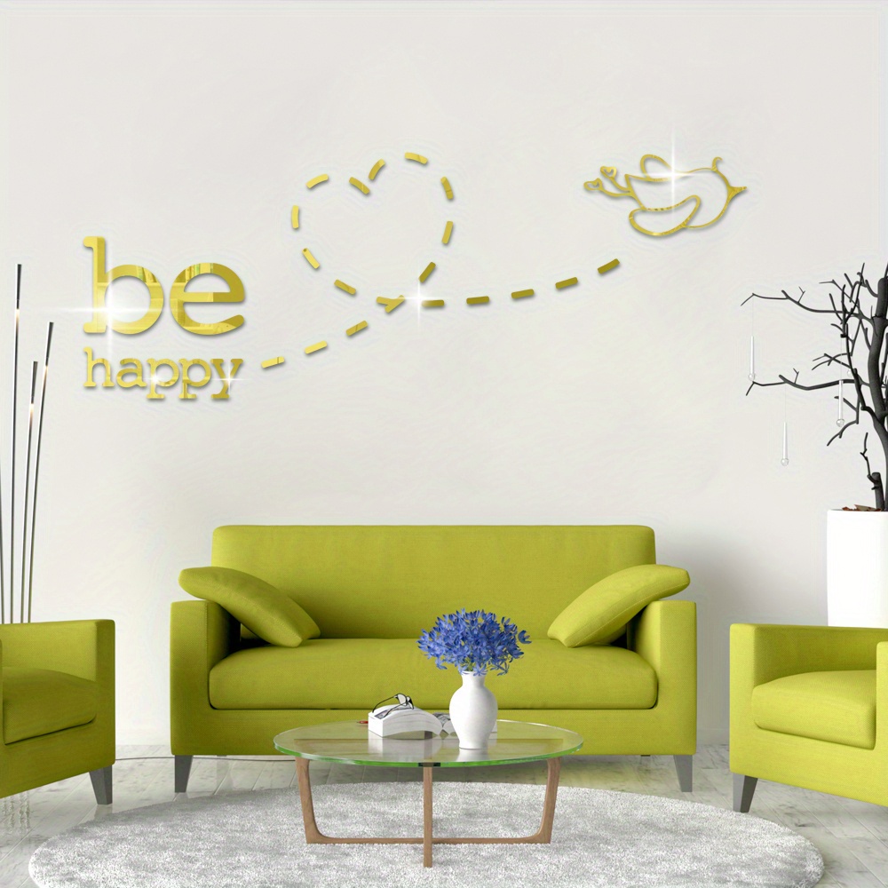 happy mirror wall stickers self decoration room/ - Temu United Kingdom