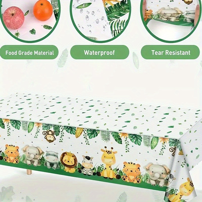 Jungle Safari Tablecloths Animal Print Table Cover Sage Temu Canada