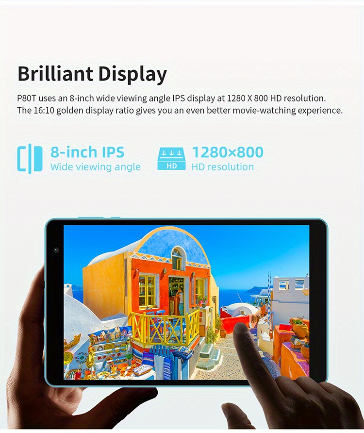 P80t Tablet Pc 4+64gb 1tb Expand Ips Hd Display For Android 12 Os