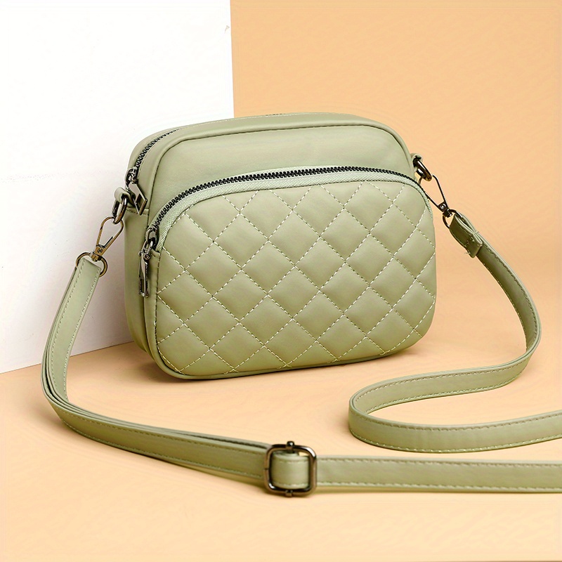 Simple Argyle Quilted Crossbody Bag Women's Multi Pocket - Temu