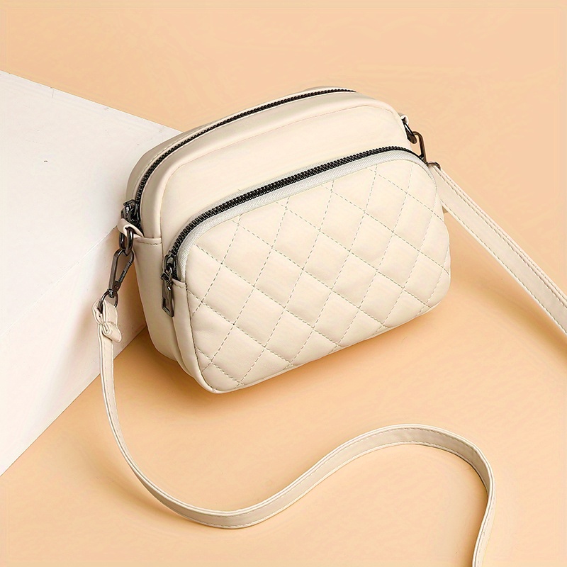 Small Crossbody Purse Cute Shoulder Bag White Argyle Handbags