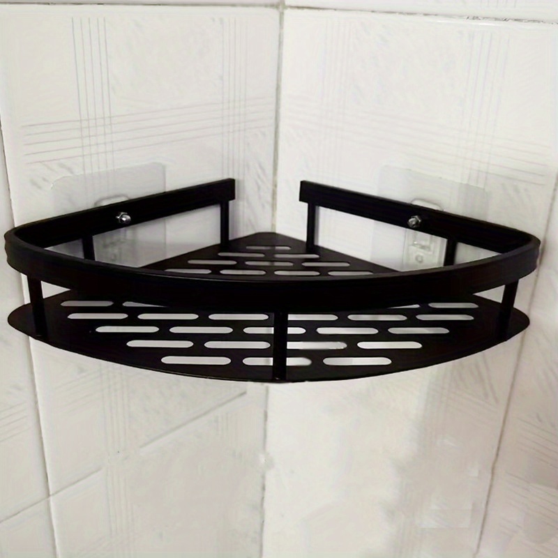 1pc No Drilling Corner Bathroom Shelf Organizer(black)