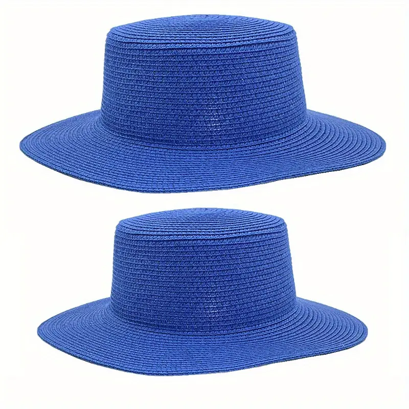 Candy Color Flat Top Hat Fedora Straw Woven Sun Hat Women's - Temu Canada