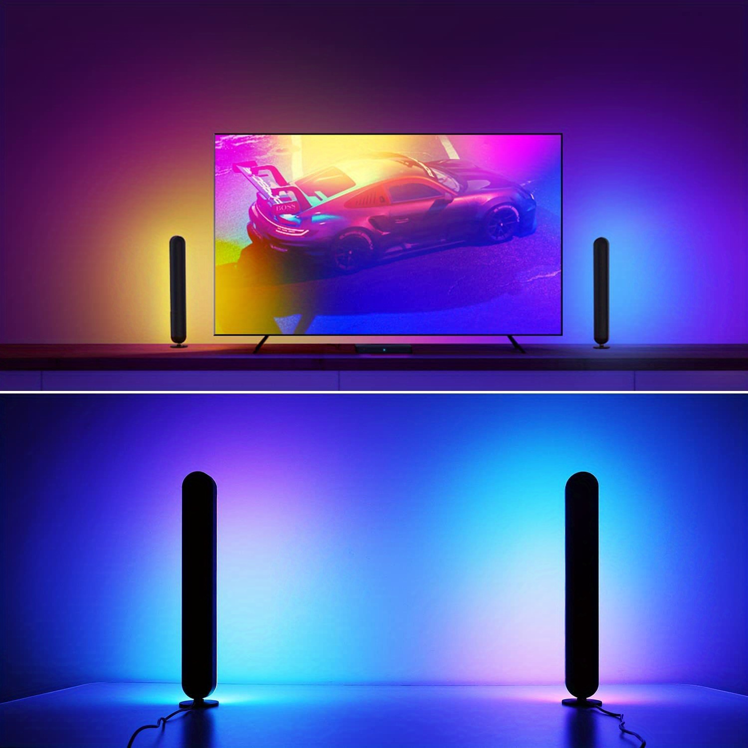 2 pack rgbic tuya smart led light bars work with alexa and google assistant with 2 4g remote control gaming lights backlights rgbic wifi tv backlights with scene modes and music modes for gaming pictures pc tv room decor gaming setup details 6