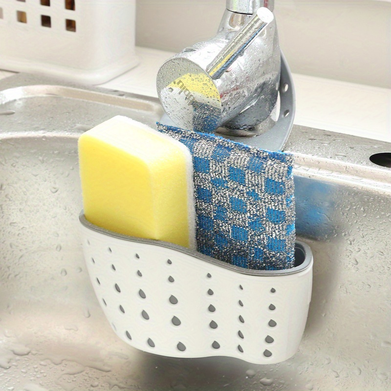 Tlovudori Silicone Sponge Holder Kitchen Bath Sink Double Side Hanging  Storage Basket (LB41-Blue)