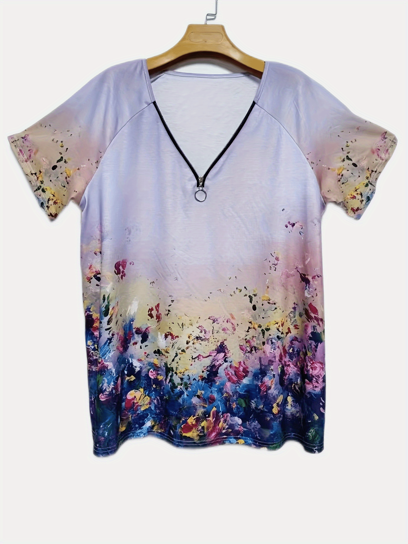 Plus Size Casual Top Women's Plus Colorblock Floral Print V - Temu