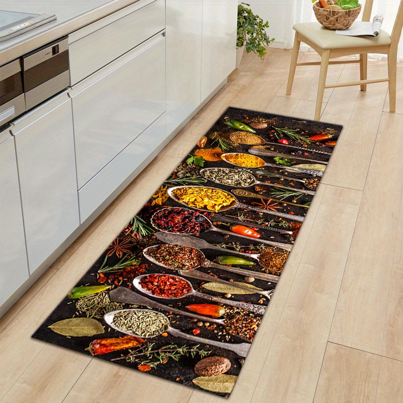 Spices Cutlery Patterned Mat Kitchen Floor Mat Non slip - Temu