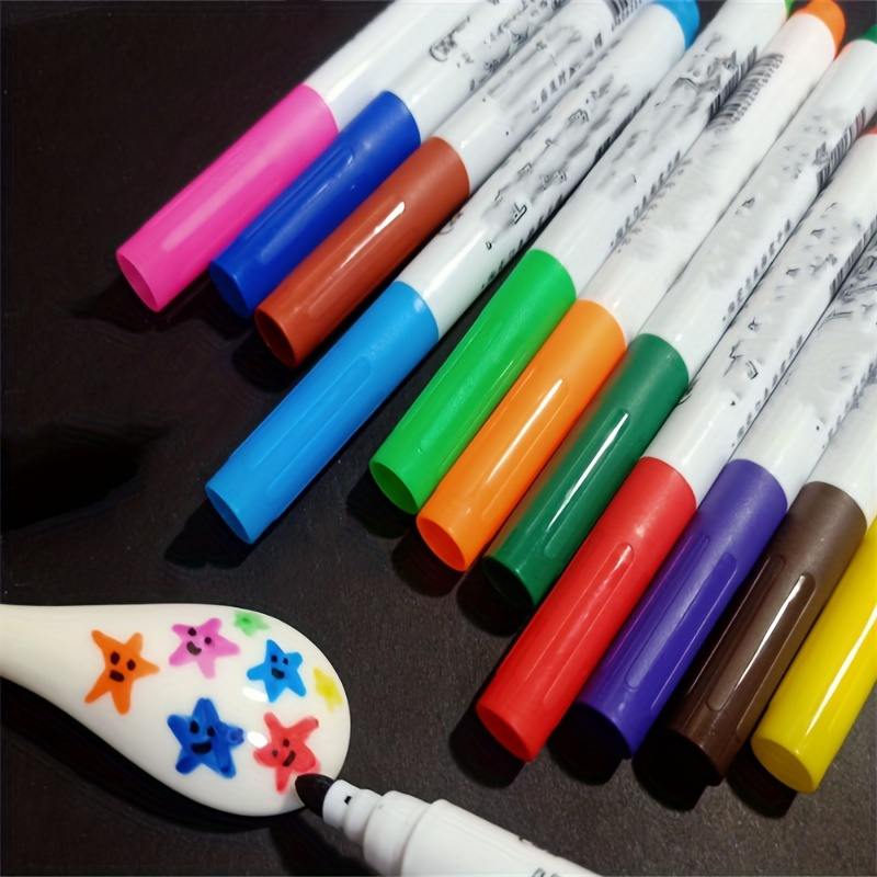 12PCS Acrylic Paint Marker Pens Permanent Art Rock Metal Glass Pebble  Waterproof Highlighter Album Graffiti Blackboard Pen