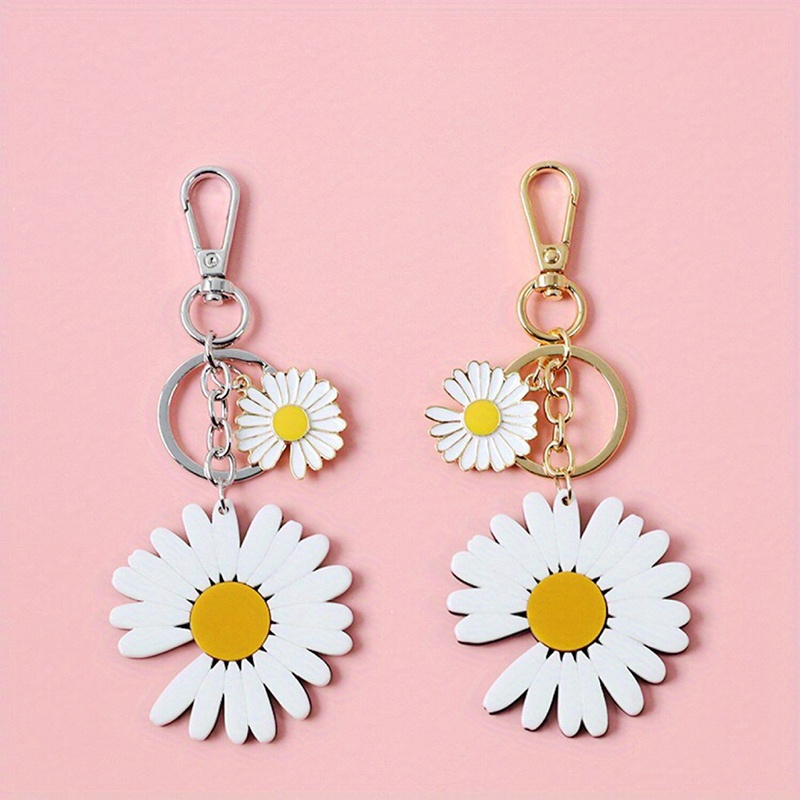 Key Charms Pink Daisy