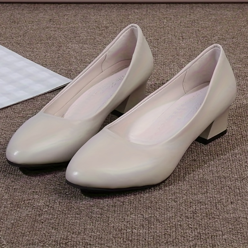 Zapatos salón mujer beige tacón ancho TY205