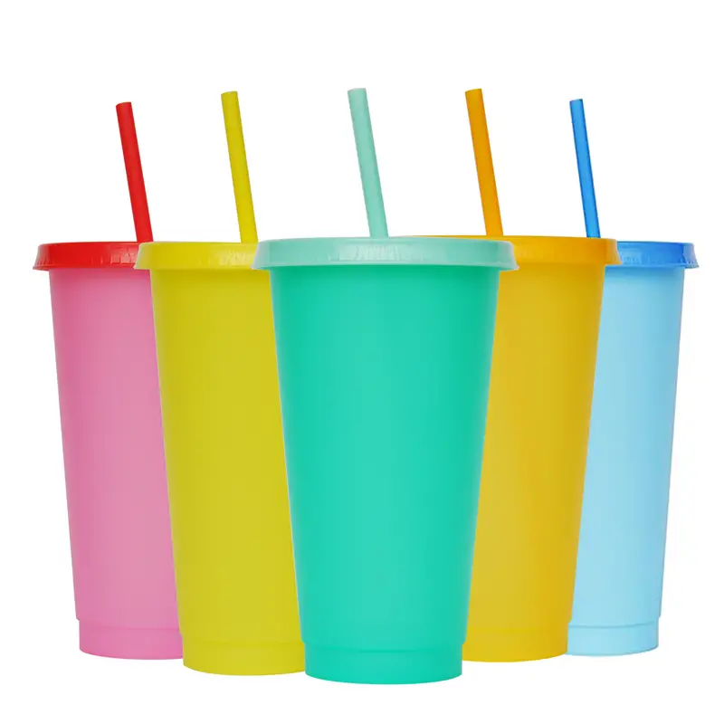 Color Changing Reusable Cups With Lids And Straws - Perfect For Cold Iced  Coffee And Party Water Tumbler - Temu