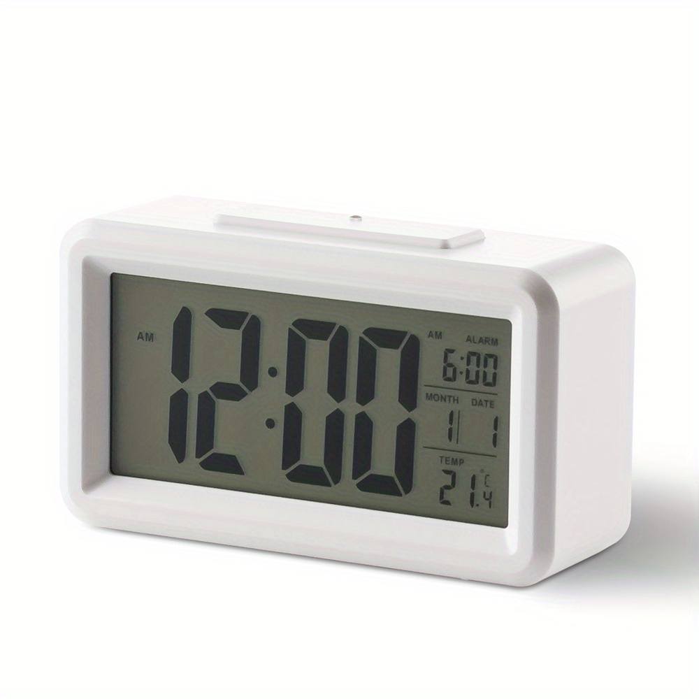 Smart Lcd Digital Alarm Clock With Backlight Light Sensor Temperature ...