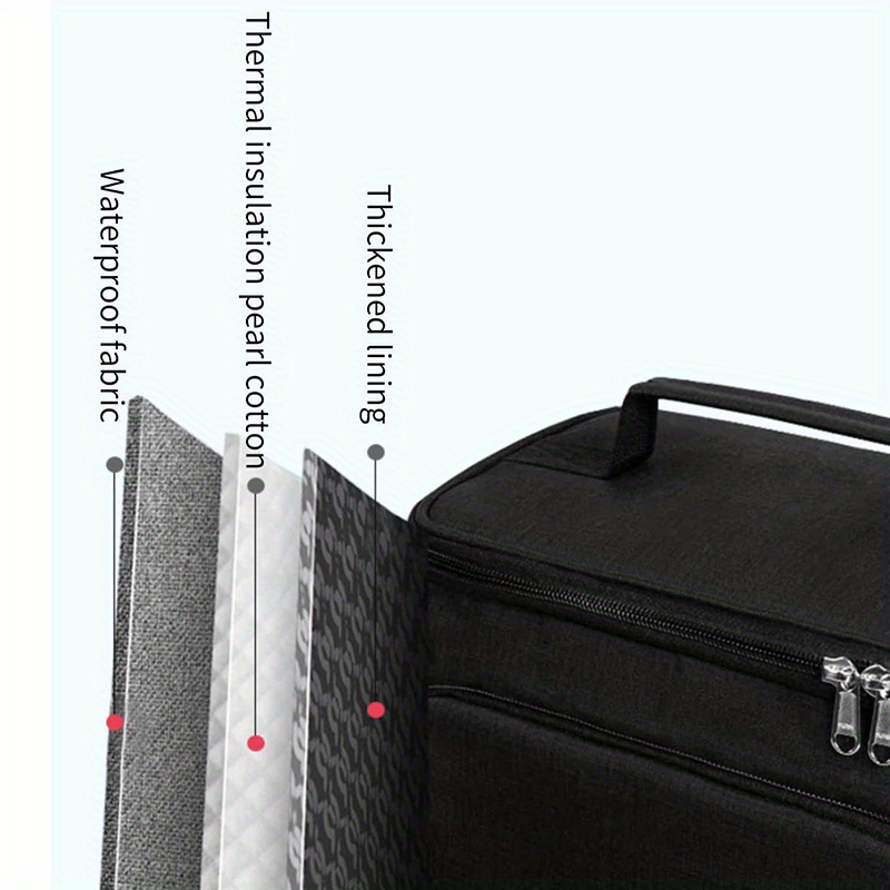 Black Heat Retaining Bag Leakproof Lunch Bag Adjustable - Temu