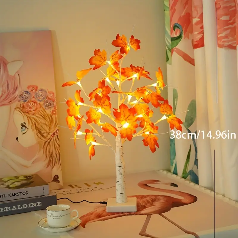 1pc maple tree lamp lighted maple tree thanksgiving decorations led tabletop tree lights artificial bonsai tree lamp fall centerpieces for tables autumn christmas halloween fall decor for home warm white details 5