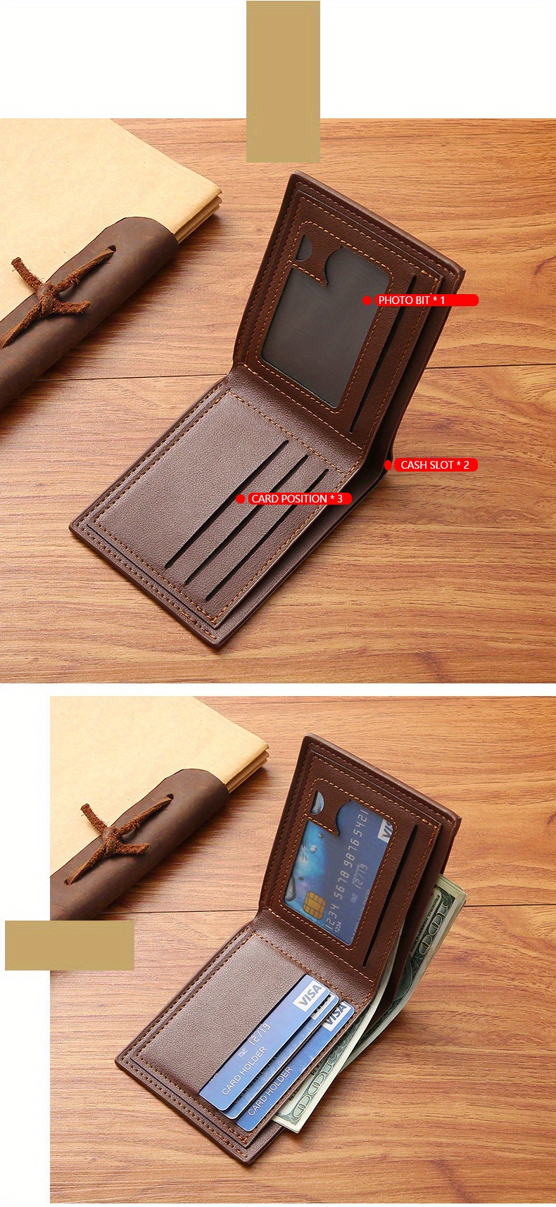 Men's Wallet Male Short Money Clip Male Youth Simple Fashion Multi-card  Lychee Pattern Horizontal Splicing Leather Clip - Temu