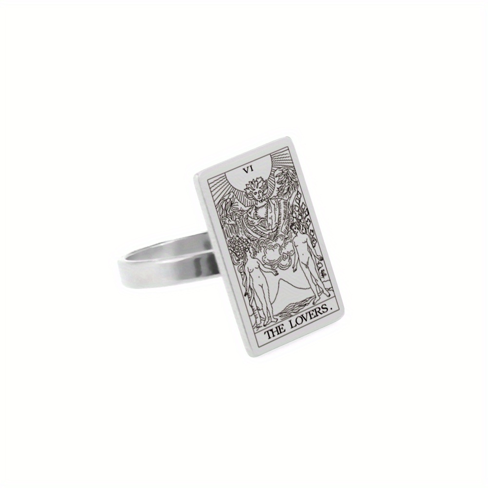Stainless Steel Tarot Cards Ring Amulet for Men