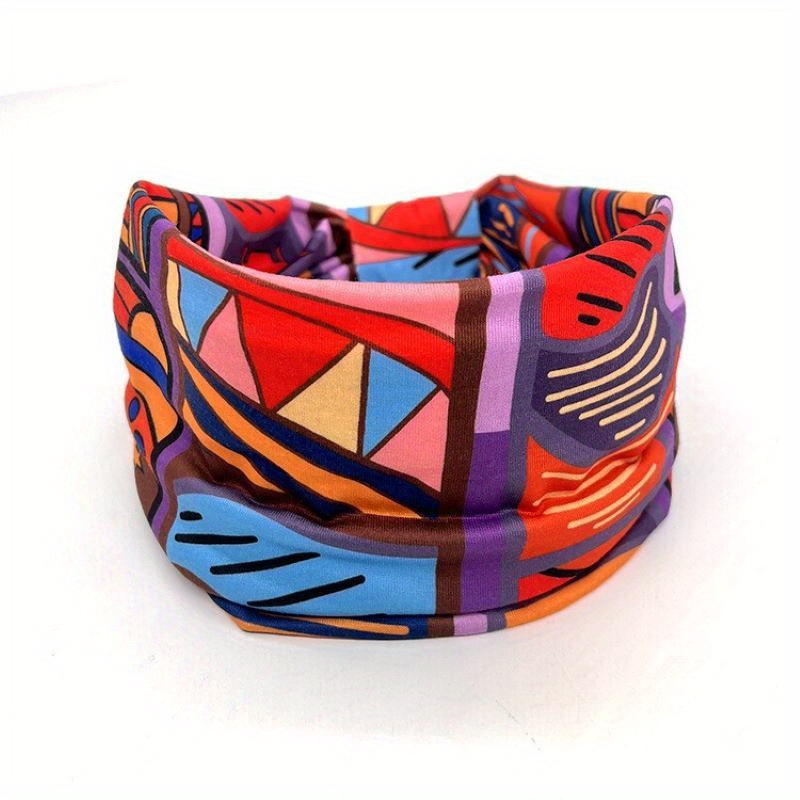 Geometric Print Boho Headband Elastic Hair Band Yoga Sport Head Wrap