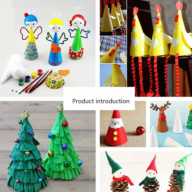 Kids 5pcs 5.91 inch DIY Christmas Tree Foam Cones Modeling Xmas