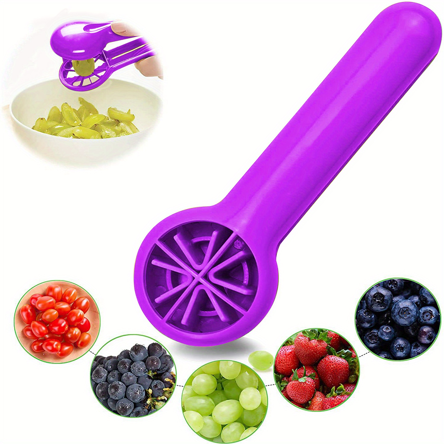 Cucumber Slicer, Strawberry Huller Stem Remover and Strawberry Slicer Set,  Grape Cutter and Cherry Tomato Slicer for Kids,Fruit and Vegetable Slicer