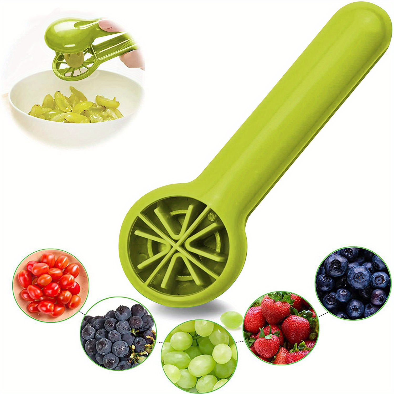  HERLLY Grape Slicer,Daily Fruit and Veggie Divider,Fruit Cutters  with Stainless Steel Blades,Grape Cutter for Baby Supplement (Green): Home  & Kitchen