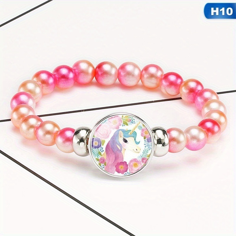 New Fashion 12 Styles Rainbow Unicorn Glass Beads Bracelets & Bangles For  Kids Girls Party Accessories Gifts