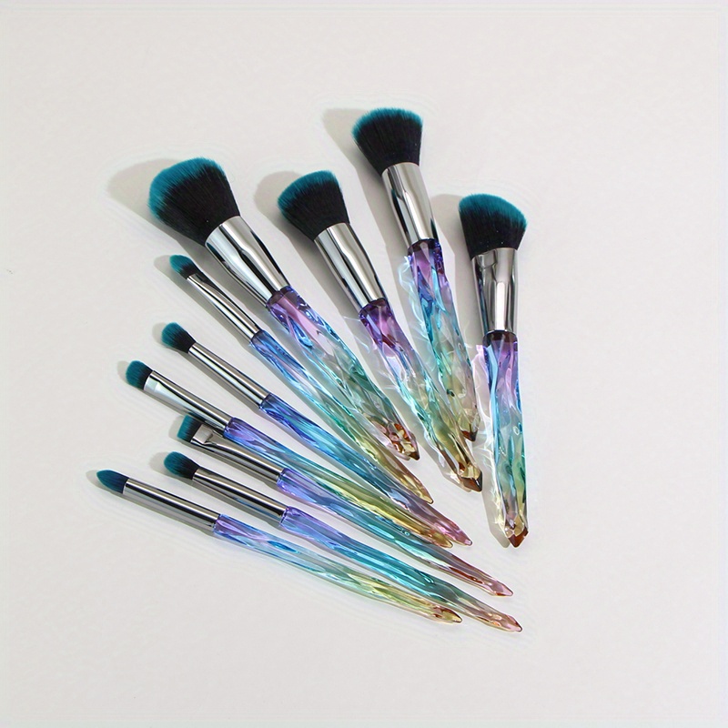 Mermaid Makeup Brushes Kit With Green Blue Handle - Temu