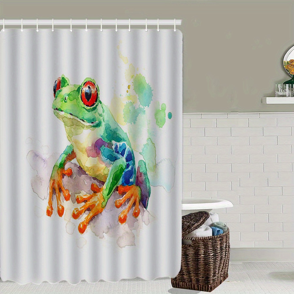 Tree Frog Print Shower Curtain 12 Hooks Non slip Absorbent - Temu