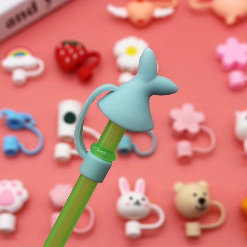 Dust Cloud Straw Tip , Food Grade Reusable Silicone Tips, Cute