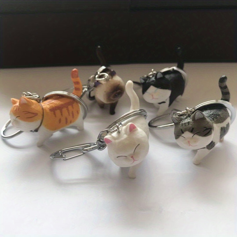 1pc Cartoon Cat Shaped Keychain Mens Creative Metal Animal Anime