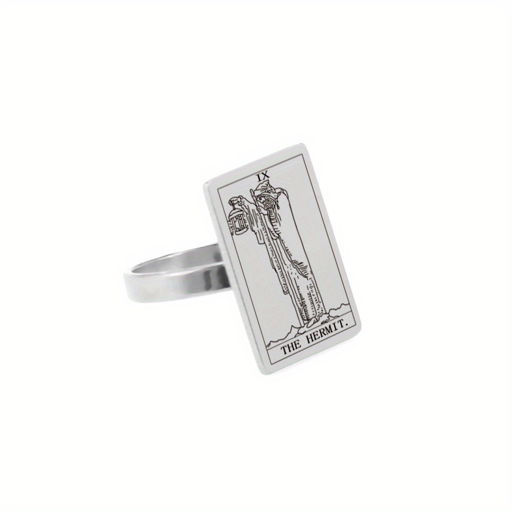 Stainless Steel Tarot Cards Ring Amulet for Men