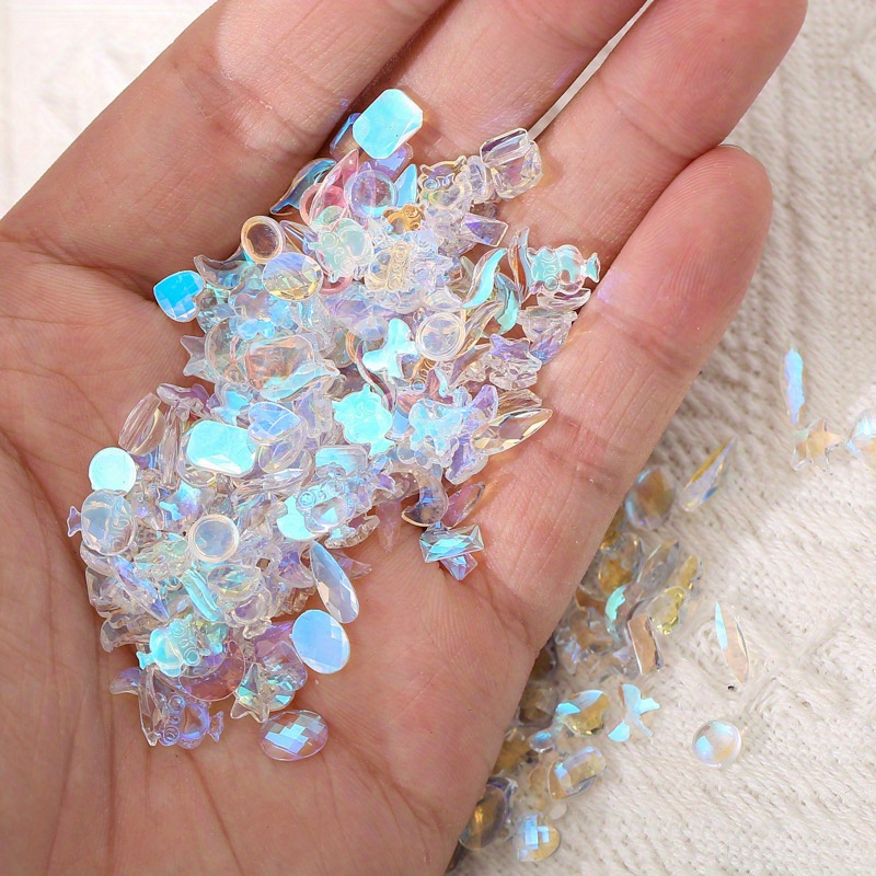 500pcs Symphony Rhinestone for Nails Bubble Bead Crystal Mixed Size Flat  Aurora Clear Gem DIY Nail
