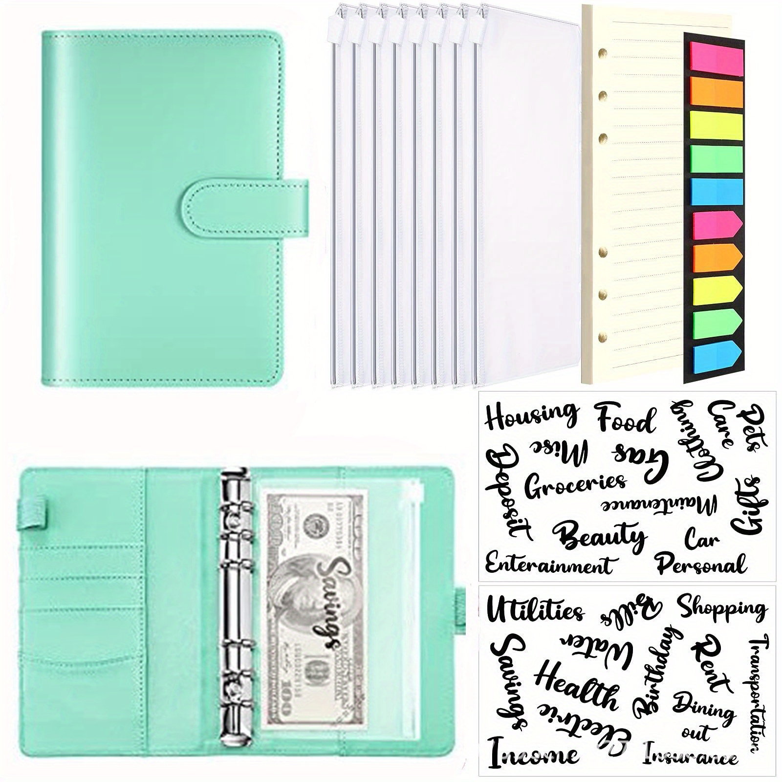Budget Binder with Zipper Envelopes & Expense Budget Sheets