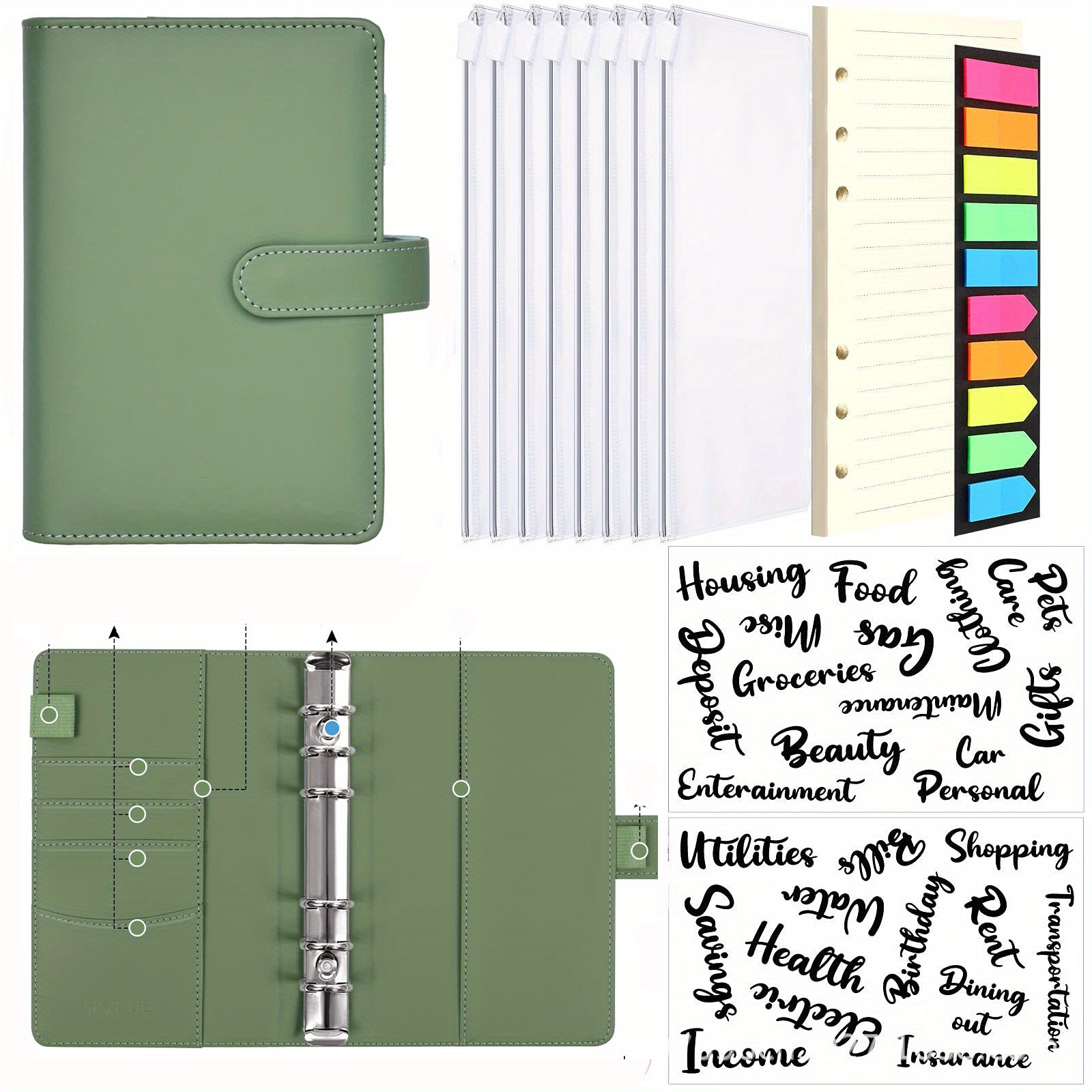 Budget Binder with Zipper Envelopes & Expense Budget Sheets