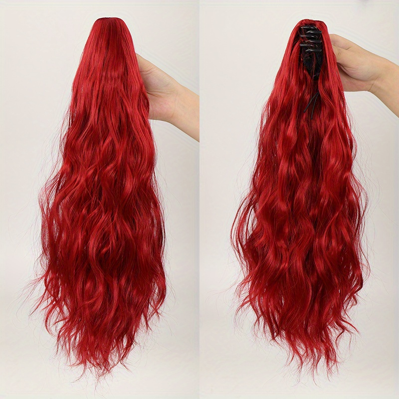 TEMU Synthetic Long Water Wave Ponytail Extensions Grab Claw Clip In Curly Hair Extensions Heat Resistant Hair Extensions For Women Hair Accessories