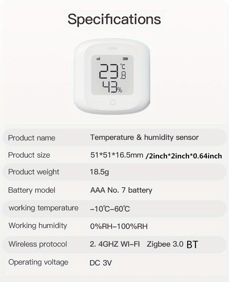 GaoMee WiFi Temperature Humidity Monitor,Wireless Digital Temperature  Humidity Monitor Hygrometer with App Notification Alert with LCD Display  for
