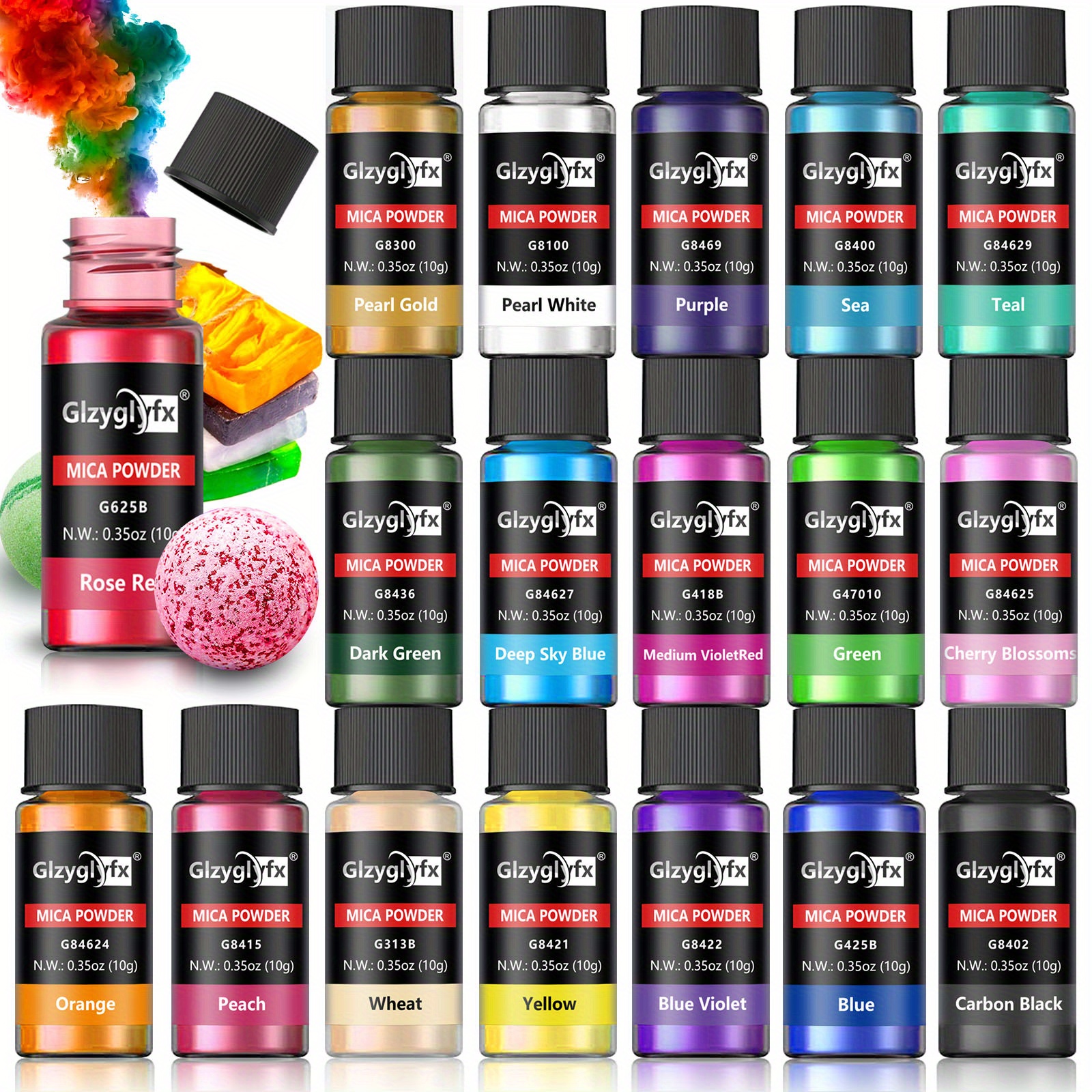 Polvo de mica para resina epoxi – 30 colores pigmentos en polvo de resina  tinte, polvo perlado natural de grado cosmético para pintura, fabricación  de