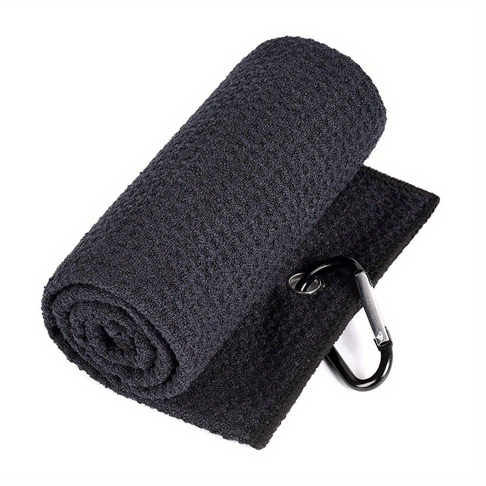 TEMU 1pc Microfiber Waffle Golf Towel With Clip For Cleaning Clubs And Balls - 30×50cm