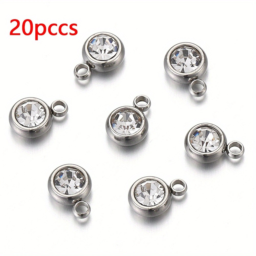 Stainless Steel Rhinestone Beads Golden Color Crystal Charms - Temu