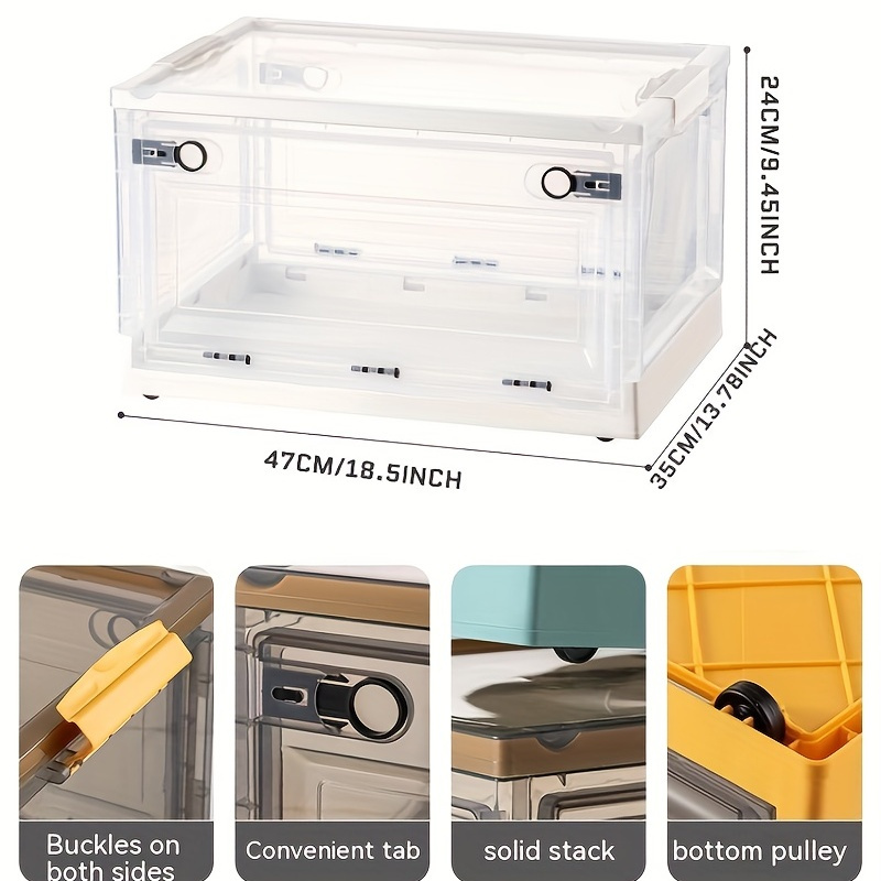 Folding Storage Box Plastic Transparent Storage Bin Foldable - Temu