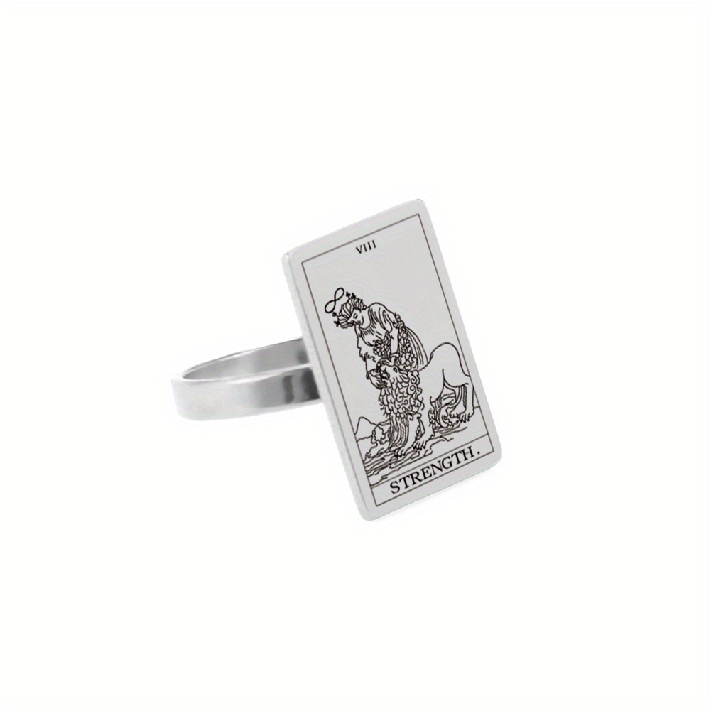 Stainless Steel Tarot Cards Ring Amulet for Men