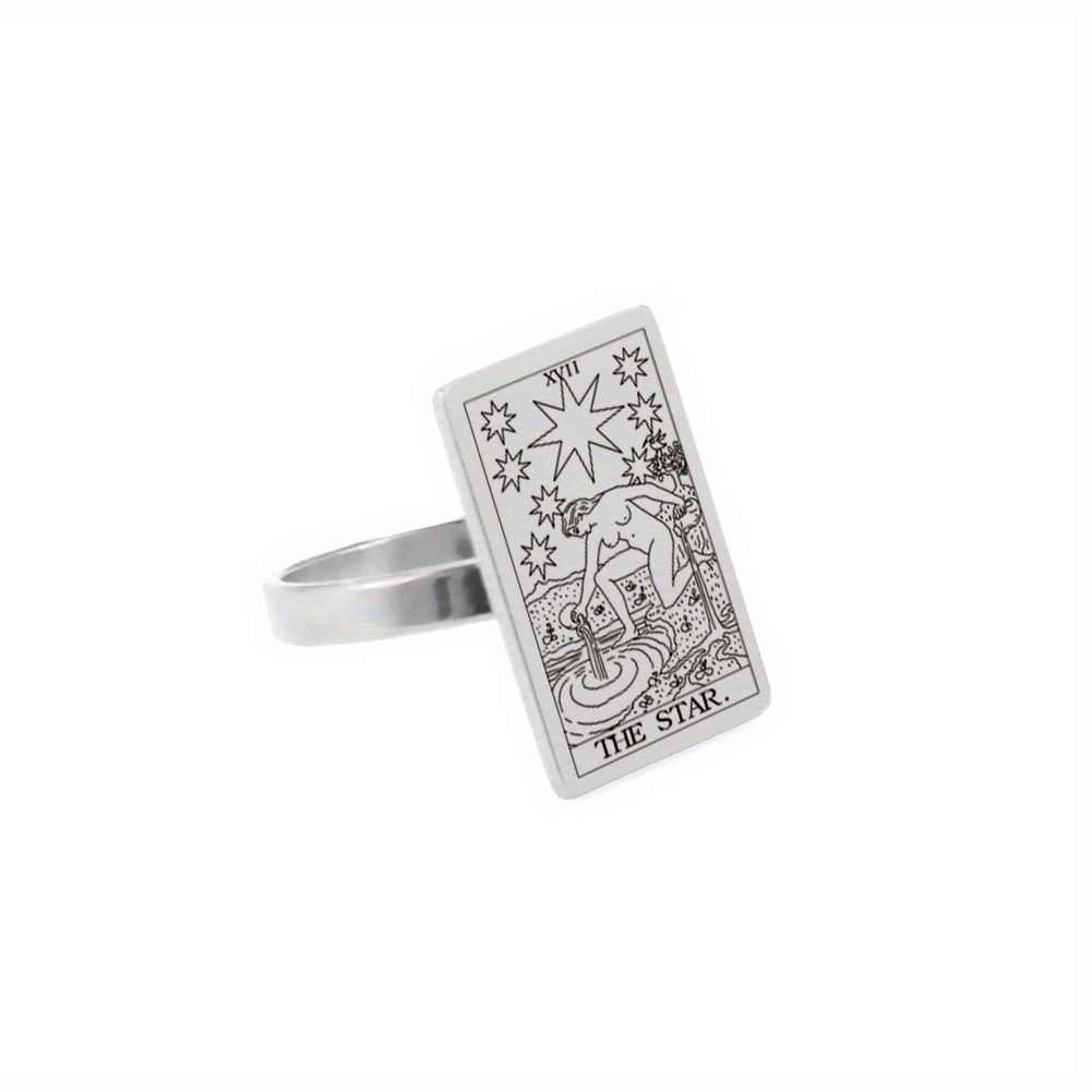 Stainless Steel Tarot Cards Ring Amulet for Men
