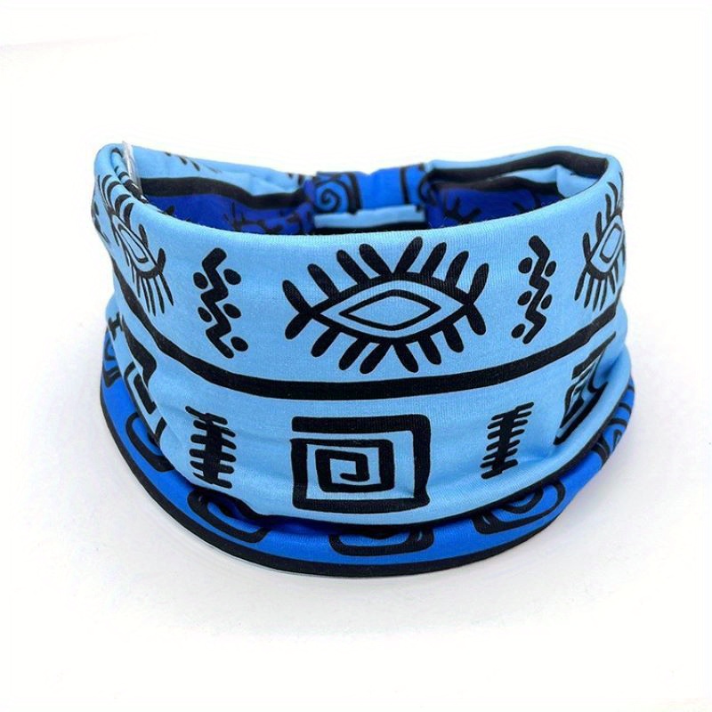 Geometric Print Boho Headband Elastic Hair Band Yoga Sport Head Wrap