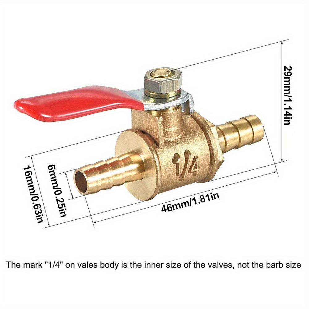 1pc 6mm 8mm 10mm 12mm Hose Barb Inline Brass Water Oil Air Gas Fuel Line  Shutoff Ball Valve Pipe Fittings Pneumatic Connector Controller Today's  Best Daily Deals Temu Japan
