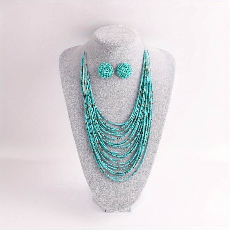 Bohemian Layer Rice Bead Necklace Set