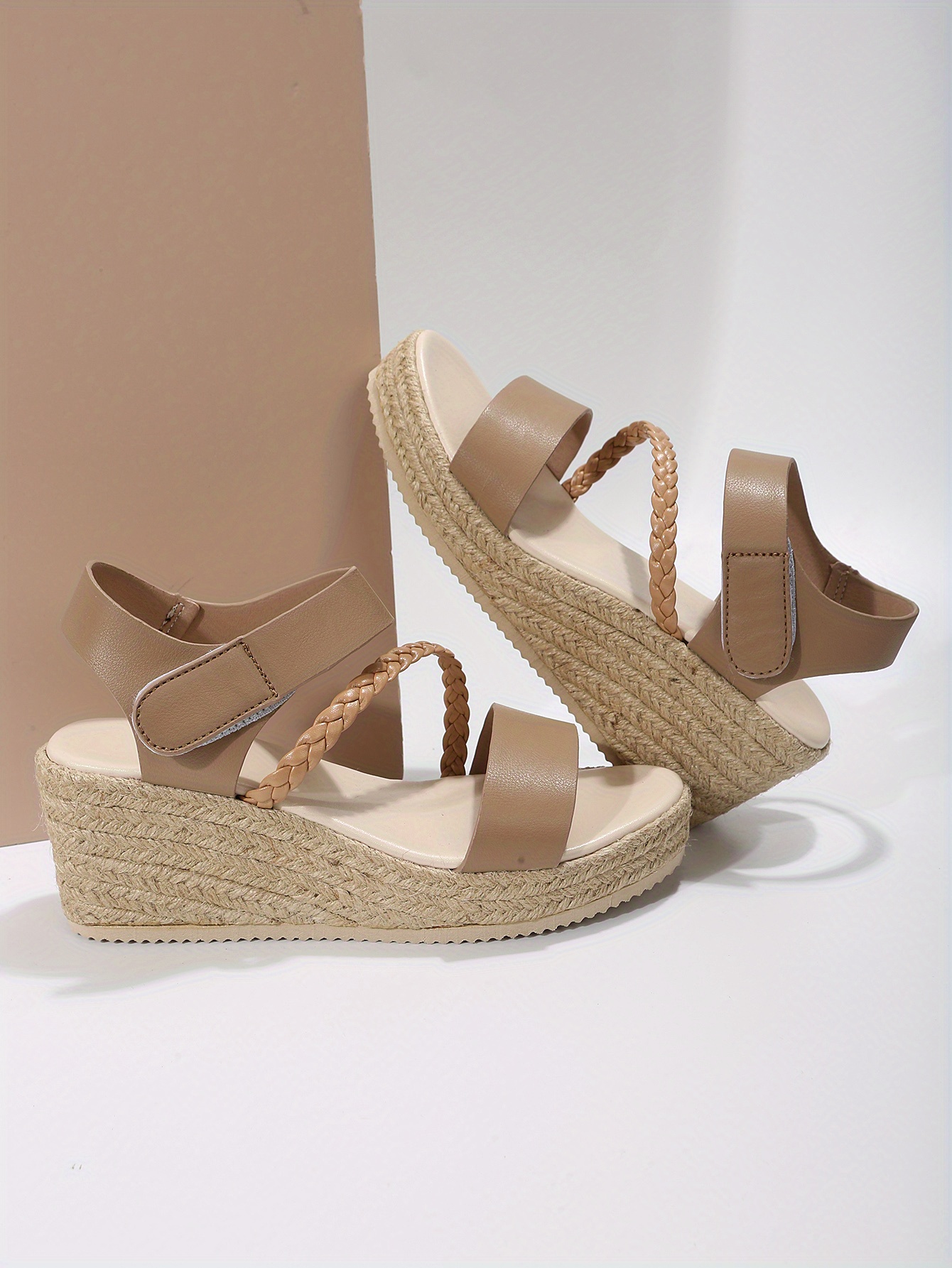 Womens Wedge Espadrilles Sandals Open Toe Braided Strap Temu 7924