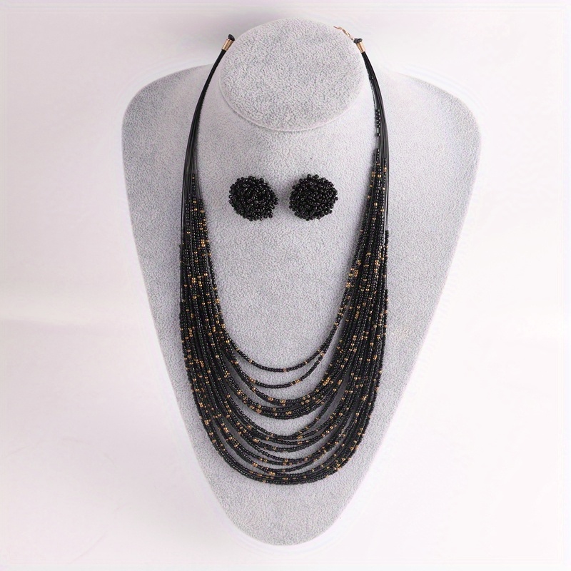Bohemian Layer Rice Bead Necklace Set