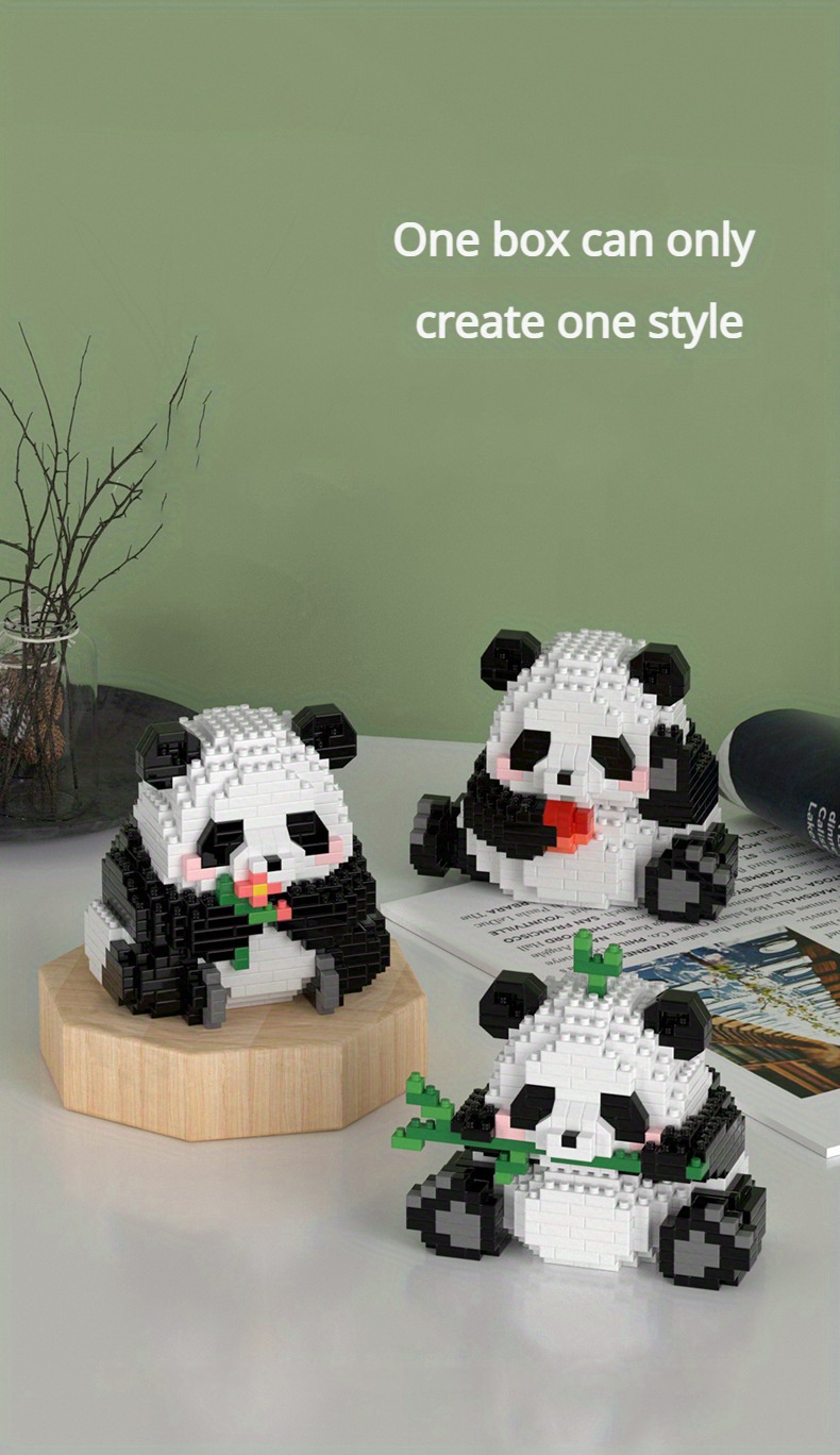 Cute Panda Building Blocks: Creative Series Assembled - Temu