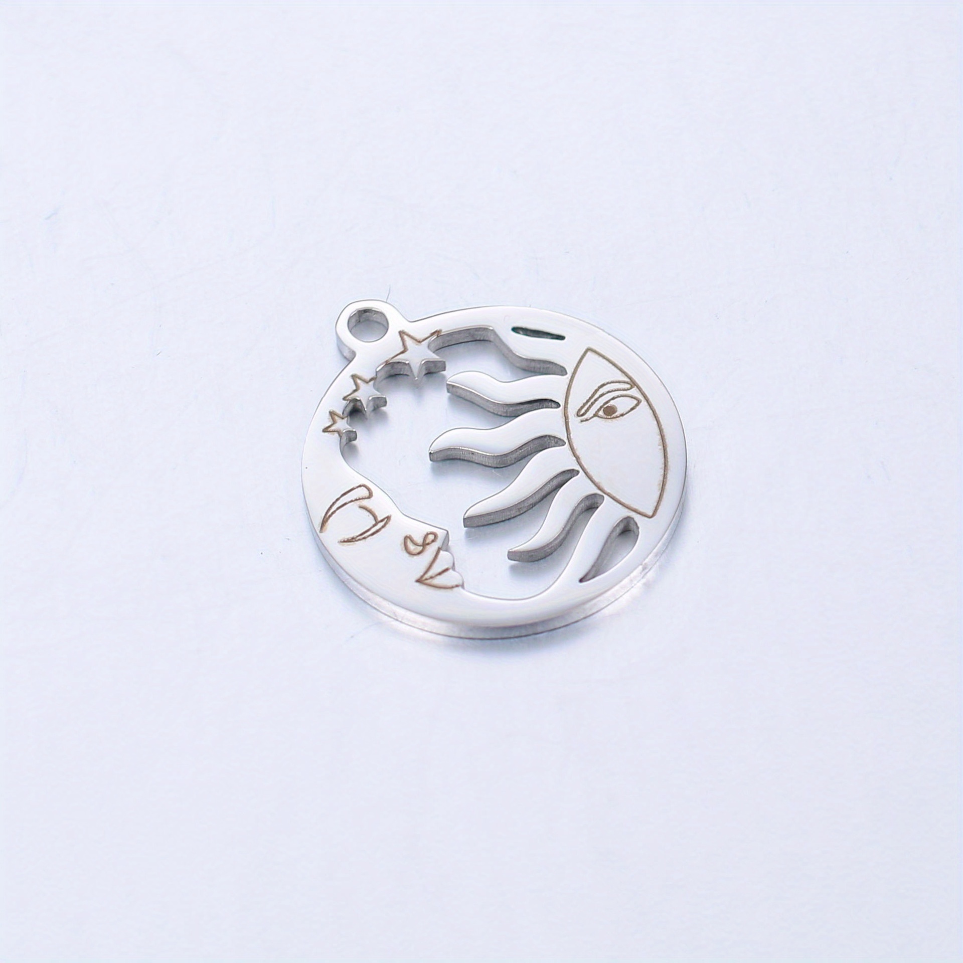 Stainless Steel Charms Round Sun Wave Fashion Hollow Pendants For