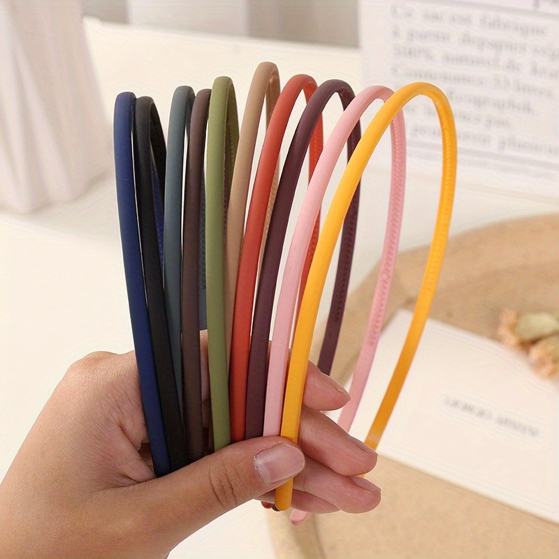 Image of 10pcs Teethed Head Hoop Matte Solid Color Headband Elegant Wash Face Spa Make Up Hair Band Hair Accessories For Women