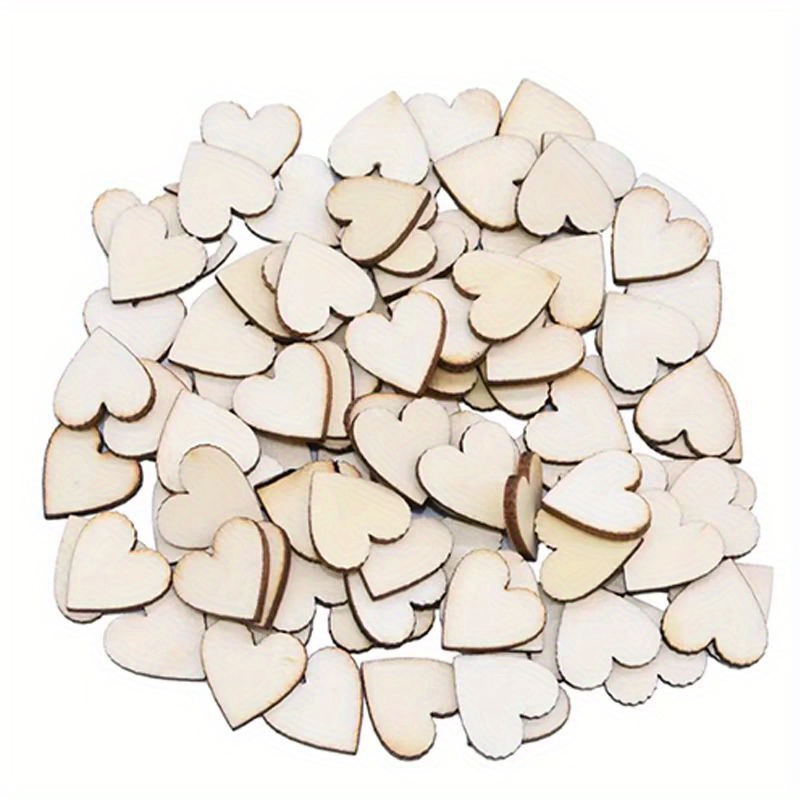 120Pcs Wood Heart Slices, 2 Inch Wooden Blank Heart Unfinished DIY Crafts  Slices for Valentine's Day Ornaments, Birthday, Party, Wedding Decorations